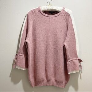 SOME OTHERS NYC Women’s Mauve Tie Sleeve Sweater Oversized Chunky Size XL